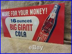 RARE Vintage Big Giant Cola Embossed Sign Antique Beverage Drink 9625