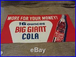 RARE Vintage Big Giant Cola Embossed Sign Antique Beverage Drink 9625