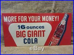 RARE Vintage Big Giant Cola Embossed Sign Antique Beverage Drink 9625