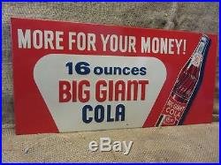 RARE Vintage Big Giant Cola Embossed Sign Antique Beverage Drink 9625