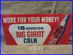 RARE Vintage Big Giant Cola Embossed Sign Antique Beverage Drink 9625