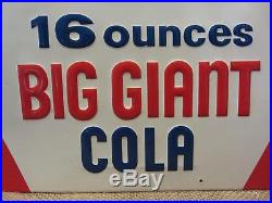 RARE Vintage Big Giant Cola Embossed Sign Antique Beverage Drink 9625