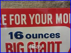 RARE Vintage Big Giant Cola Embossed Sign Antique Beverage Drink 9625