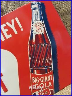 RARE Vintage Big Giant Cola Embossed Sign Antique Beverage Drink 9625