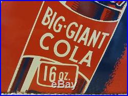 RARE Vintage Big Giant Cola Embossed Sign Antique Beverage Drink 9625