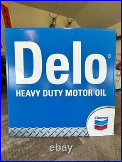 RARE Vintage Chevron Delo Heavy Duty Motor Oil Embossed Square Large Sign 36 RARE Vintage Chevron Delo Heavy Duty Motor Oil Embossed Square Large Sign 36