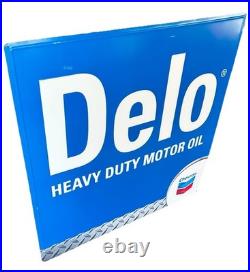 RARE Vintage Chevron Delo Heavy Duty Motor Oil Embossed Square Large Sign 36 RARE Vintage Chevron Delo Heavy Duty Motor Oil Embossed Square Large Sign 36