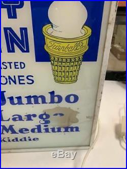 RARE Vintage Dairy Queen Turnbull Ice Cream Cones Lighted Glass Sign GAS OIL COL