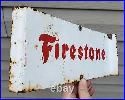 RARE Vintage Firestone Tires Spinner Advertising Sign Oil Gas Pump Topper 2 Side
