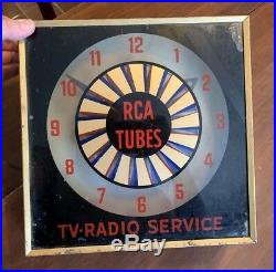 RARE Vintage RCA Tubes / TV-Radio Service Lighted Clock w Spinning Optics 1962