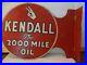 RARE-old-vintage-Metal-Kendall-2000-Mile-Oil-Sign-2-sided-WithFlange-01-fie