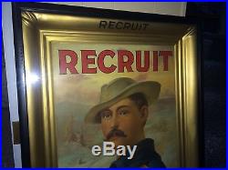 RECRUIT Tobacco Cigar Advertising Tin Sign Original Frame Vintage