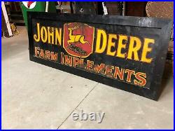 RaRE ORIGINAL Vintage JD JOHN DEERE FARM IMPLEMENTS Sign Old Tractor PORCELAIN