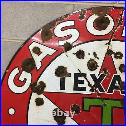 Rare 1932 Vintage TEXACO Porcelain 42 Double sided Sign gas oil advertising