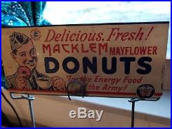Rare Antique Vintage World War II  Metal Donut Sign 40s 50s