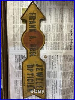 Rare Frank A. Ubel Jeweler Optician St Paul MN Painted Tin Advertising Sign