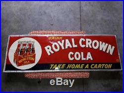 Rare Large Vintage 1940's RC Royal Crown Cola Soda Pop 54 Embossed Metal Sign