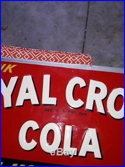 Rare Large Vintage 1940's RC Royal Crown Cola Soda Pop 54 Embossed Metal Sign