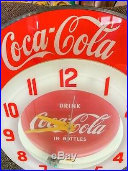 Rare Original Vintage 1947 Cleveland Neon Coca Cola Coke Clock Sign Working