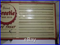 Rare Vintage 12x36 Frostie Root Beer Metal Menu Board Soda Advertising Sign