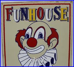 Rare Vintage 1920's Mummert Funhouse Tickets Carnival Metal Sign Clawn 17 X 23