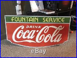 Rare Vintage 1933 Coca Cola Soda Pop Fountain Service 27 Porcelain Metal Sign
