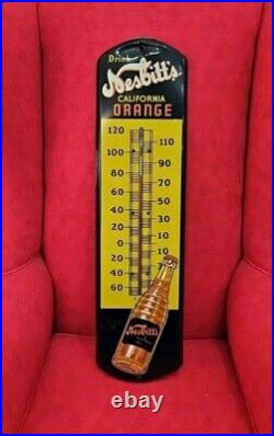 Rare Vintage 1938 Nesbitt's California Orange Soda Bottle Thermometer Sign