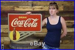 Rare Vintage 1940's Coca Cola Soda Pop Bottle 2 Sided 24 Metal Flange Sign Coke