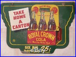 Rare Vintage 1942 RC Royal Crown Cola Soda Pop Gas Oil 2 Sided 24 Metal Sign