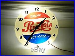 Rare Vintage 1950's Pepsi Cola Soda Pop Gas Station Lighted Clock SignWorks