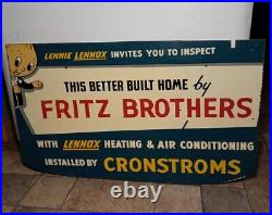 Rare! Vintage 1950s Lennie Lennox Heating & Air Conditioning Advertising Sign