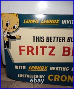 Rare! Vintage 1950s Lennie Lennox Heating & Air Conditioning Advertising Sign