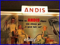 Rare Vintage Andis Master Clippers Dealer Sign Antique Barber Shop Advertisement