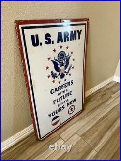 Rare Vintage Army/Air Force Double Sided Porcelain Recruitment Sign 37 X 23
