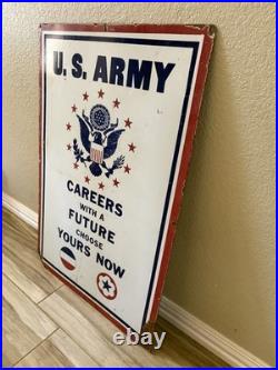 Rare Vintage Army/Air Force Double Sided Porcelain Recruitment Sign 37 X 23