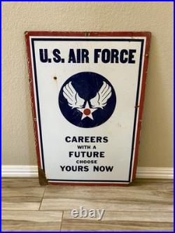 Rare Vintage Army/Air Force Double Sided Porcelain Recruitment Sign 37 X 23