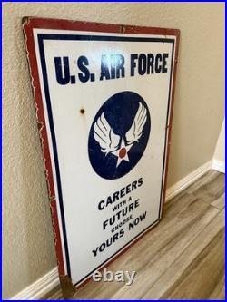 Rare Vintage Army/Air Force Double Sided Porcelain Recruitment Sign 37 X 23