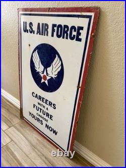 Rare Vintage Army/Air Force Double Sided Porcelain Recruitment Sign 37 X 23