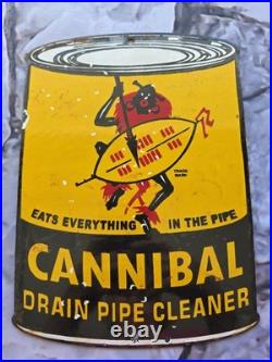Rare Vintage Cannibal Drain Pipe Cleaner Porcelain Sign