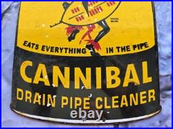 Rare Vintage Cannibal Drain Pipe Cleaner Porcelain Sign