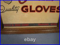 Rare Vintage Cardboard Indian Brand Gloves Sign Framed 10 3/4 X 9 1/2