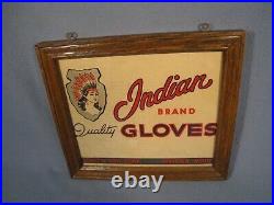 Rare Vintage Cardboard Indian Brand Gloves Sign Framed 10 3/4 X 9 1/2