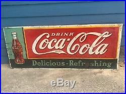 Rare Vintage Coca-Cola 1930s Metal Original Soda Sign