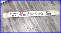 Rare Vintage Marhoefer's Bread Door Push Advertising Sign Man Cave Grocery