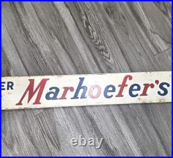 Rare Vintage Marhoefer's Bread Door Push Advertising Sign Man Cave Grocery