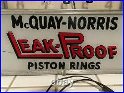 Rare Vintage McQuay Norris Piston Rings Light-up Clock & Sign Lackner 1957