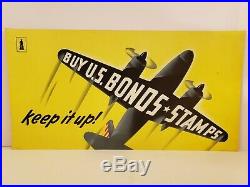 Rare Vintage Original 1942 WWII U. S War Bonds Sign US Government Printing Office