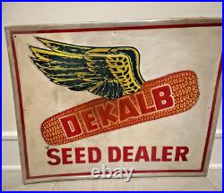 Rare Vintage Original DEKALB Seed Dealer Agricultural Advertising Sign Large