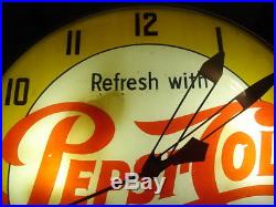 Rare Vintage Pepsi Cola 15 Lighted Clock Sign