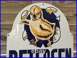 Rare Vintage Petersen Hatchery, Somers Iowa 24x 17 Porcelain Sign Super Nice